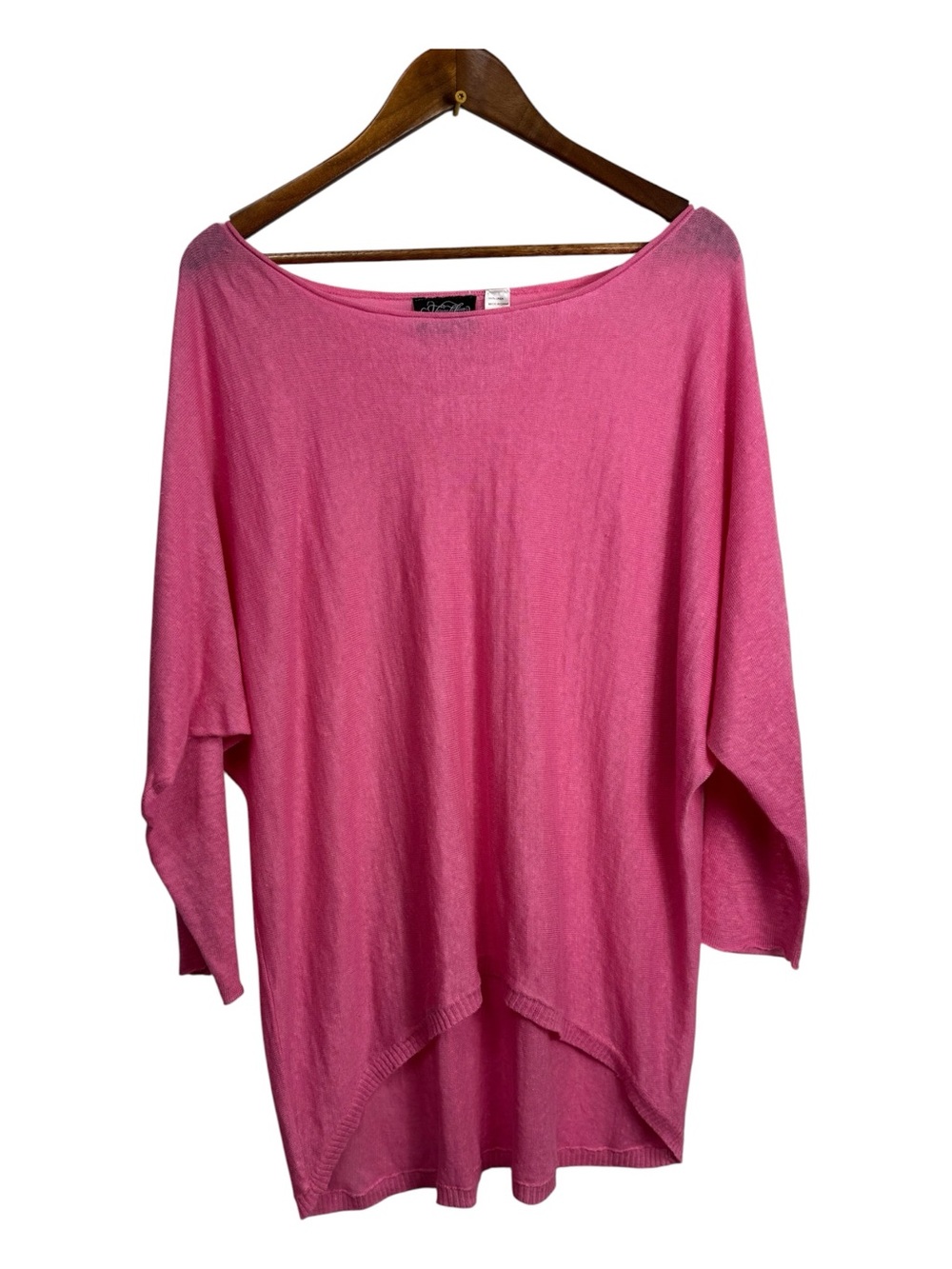 Yvonne Lafleur Loose Pink Boatneck Tunic Linen Sweater XS/S